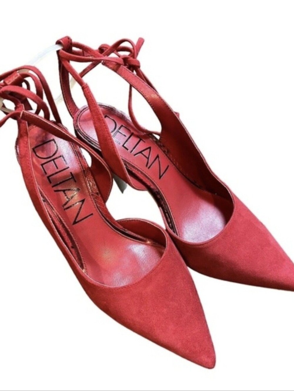 Deltan Juliana Croc-Embossed Leather Block Heel Pump